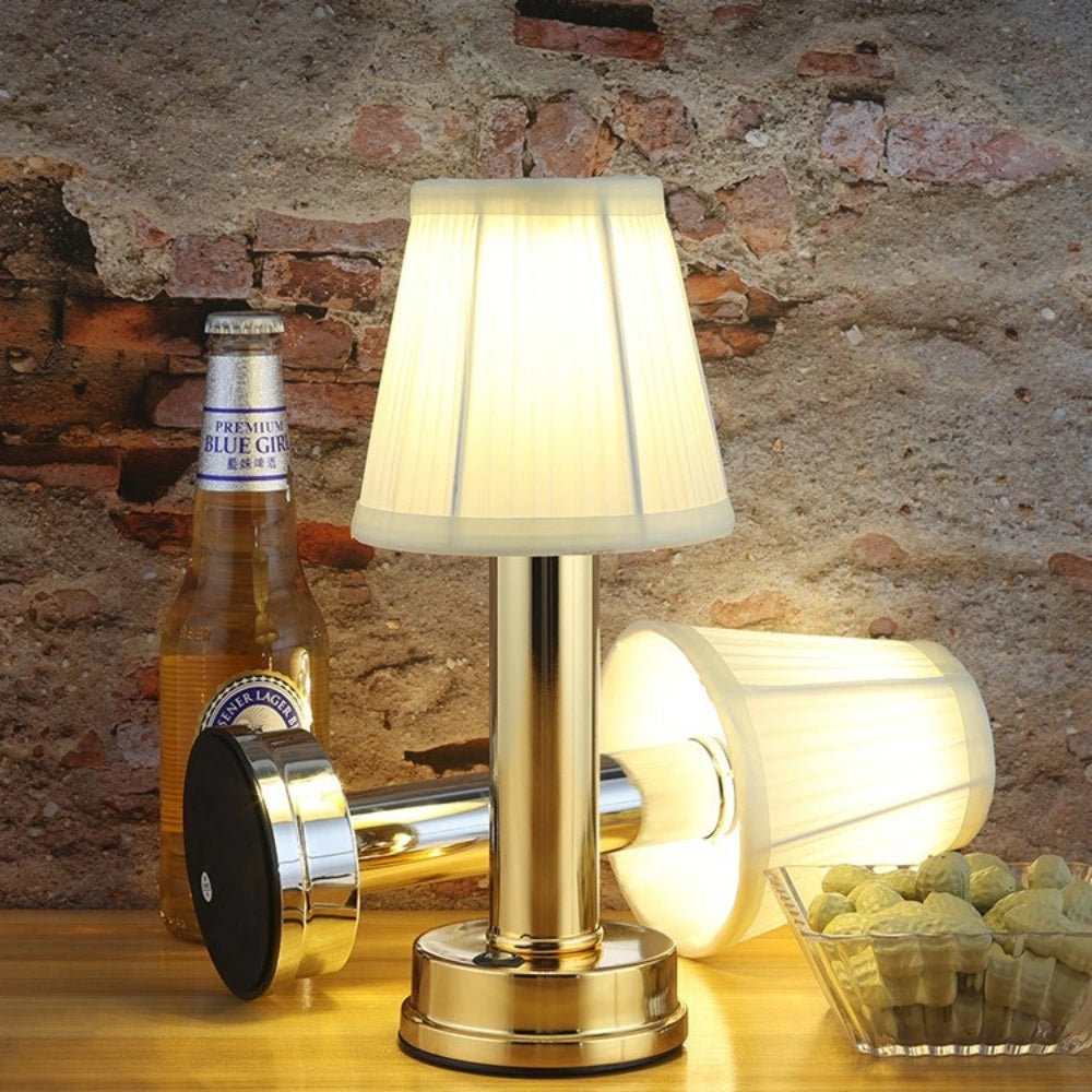 Lampa Stołowa Retro Bezprzewodowa z Plisowanym Odcieniem | Dimmable, Aluminium, Lampy Stołowe do Salonu 2