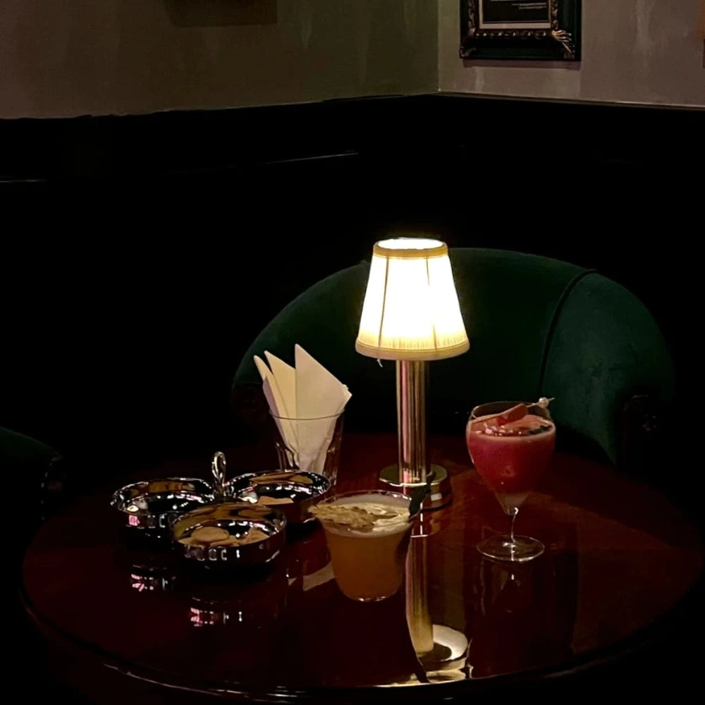 Lampa Stołowa Retro Bezprzewodowa z Plisowanym Odcieniem | Dimmable, Aluminium, Lampy Stołowe do Salonu 6