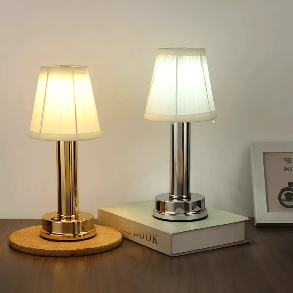Lampa Stołowa Retro Bezprzewodowa z Plisowanym Odcieniem | Dimmable, Aluminium, Lampy Stołowe do Salonu 7
