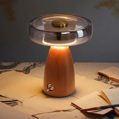 Lampa Stołowa Szklana | Drewniana Podstawa, 1.5 kg 3