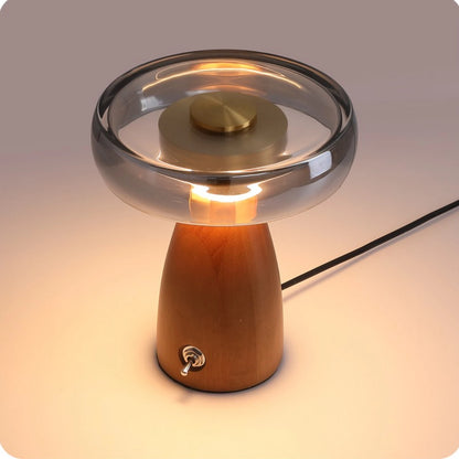 Lampa Stołowa Szklana | Drewniana Podstawa, 1.5 kg 4