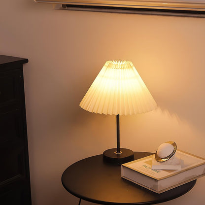 Lampa Stołowa Szklana z Plisowanym Abażurem | Regulowane LED, Stabilna Podstawa do Salonu 3