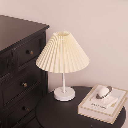 Lampa Stołowa Szklana z Plisowanym Abażurem | Regulowane LED, Stabilna Podstawa do Salonu 7