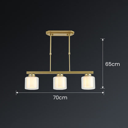 Lampa Sufitowa Szklana z Regulacją Wysokości | Elegancka do Kuchni i Jadalni, Żelazo i Szkło, Średnica 70/90 cm 2