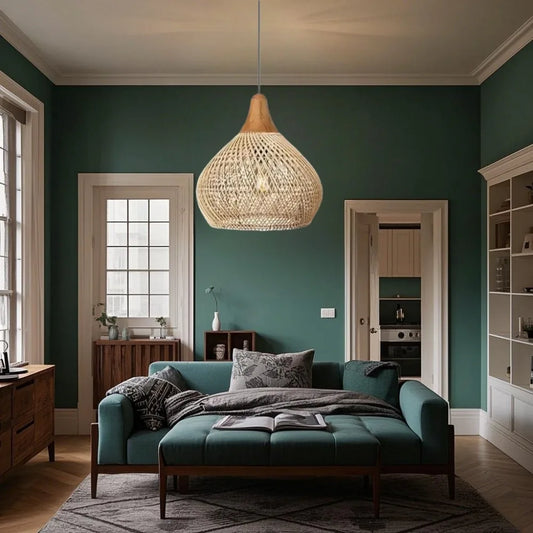 Lampa Wisząca Rattanowa E27 | Rękodzieło 1kg do Salonów i Jadalni 0