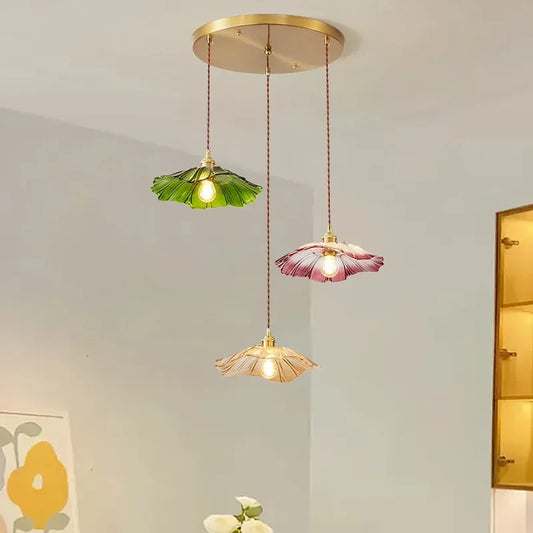 Lampa Wisząca Retro | Szkło W Kwiaty 1.5kg - Idealna Do Salonu, Stylowe Oświetlenie 0