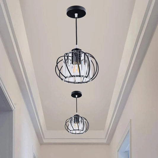 Lampa Wisząca Szklana Kula z Metalową Ramą – Nowoczesna Lampa do Salonu, Korytarza i Sypialni 0