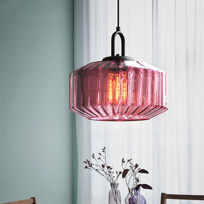 Lampa Wisząca Szklana Prążkowana Zielona – Elegancka Lampa do Salonu i Jadalni, Oświetlenie Nad Stół 9
