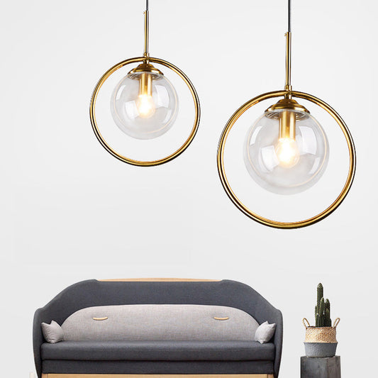 Lampa Wisząca Szklana z Metalowymi Elementami | Elegancki Żyrandol do Salonu, Idealna Nadzór nad Stołem 0