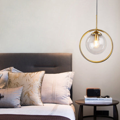 Lampa Wisząca Szklana z Metalowymi Elementami | Elegancki Żyrandol do Salonu, Idealna Nadzór nad Stołem 1