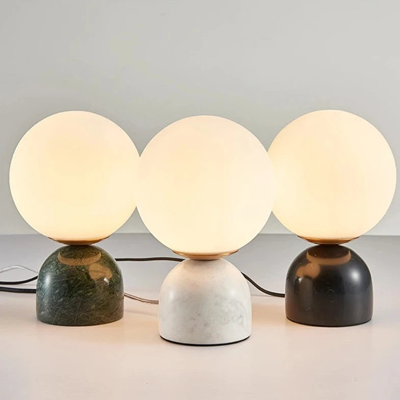 Marmurowa Lampa Stołowa Kula | Elegancka Szklana Podsawa 0,8 kg 0