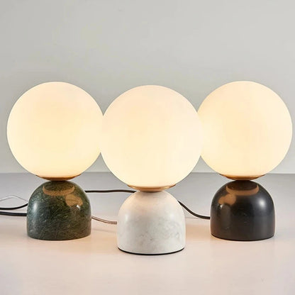 Marmurowa Lampa Stołowa Kula | Elegancka Szklana Podsawa 0,8 kg 0