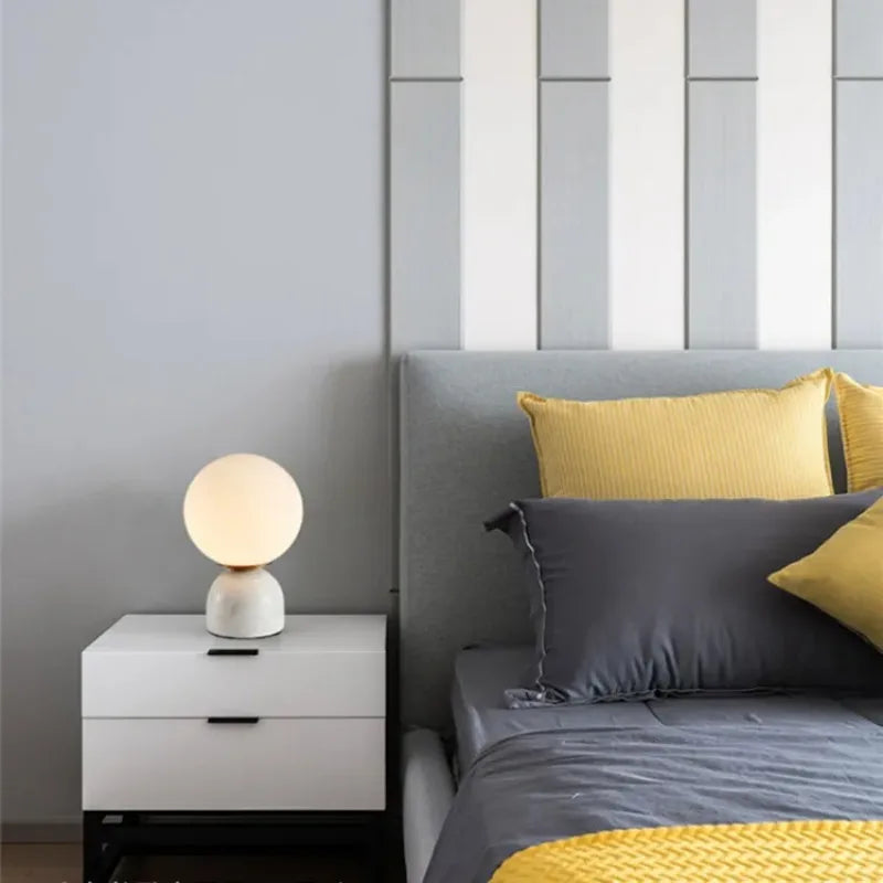 Marmurowa Lampa Stołowa Kula | Elegancka Szklana Podsawa 0,8 kg 6