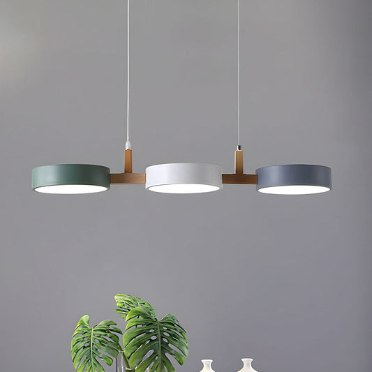 Nowoczesna Płaska Lampa Sufitowa LED z Żelaza i Drewna – Styl Nordic do Kuchni i Jadalni, Idealna do Salonów 0