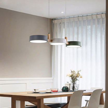 Nowoczesna Płaska Lampa Sufitowa LED z Żelaza i Drewna – Styl Nordic do Kuchni i Jadalni, Idealna do Salonów 3