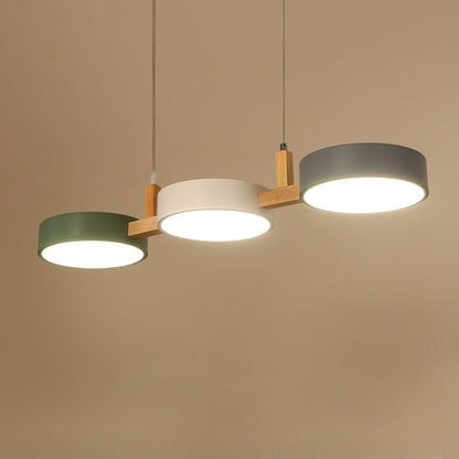 Nowoczesna Płaska Lampa Sufitowa LED z Żelaza i Drewna – Styl Nordic do Kuchni i Jadalni, Idealna do Salonów 5