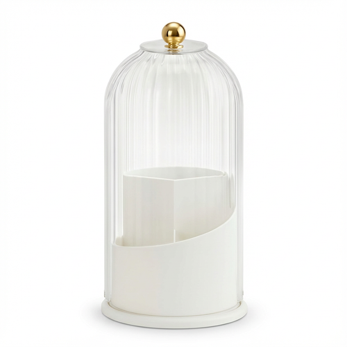 Organizer na Pędzle do Makijażu | Obrotowy z Przezroczystą Osłoną 1,5kg 0