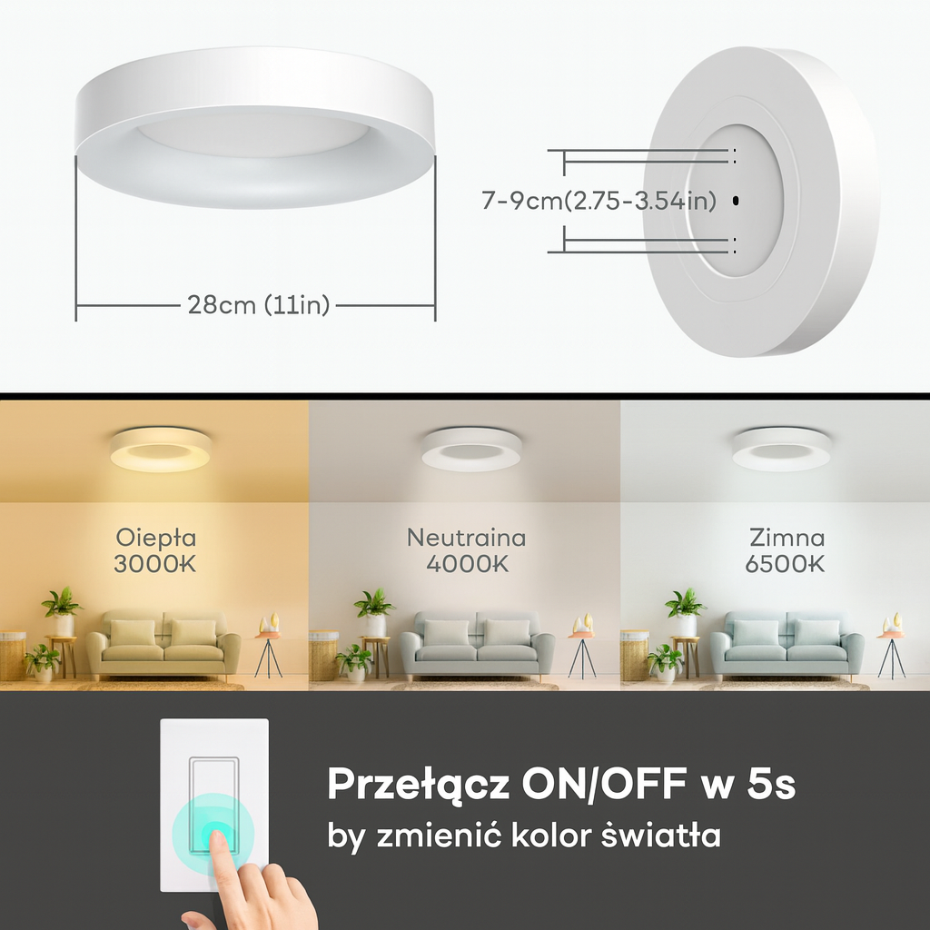 Plafon Rosetta | Pastelowa Lampa LED 0,5kg 7