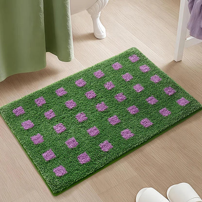 Flokowana Mata Łazienkowa w kratkę