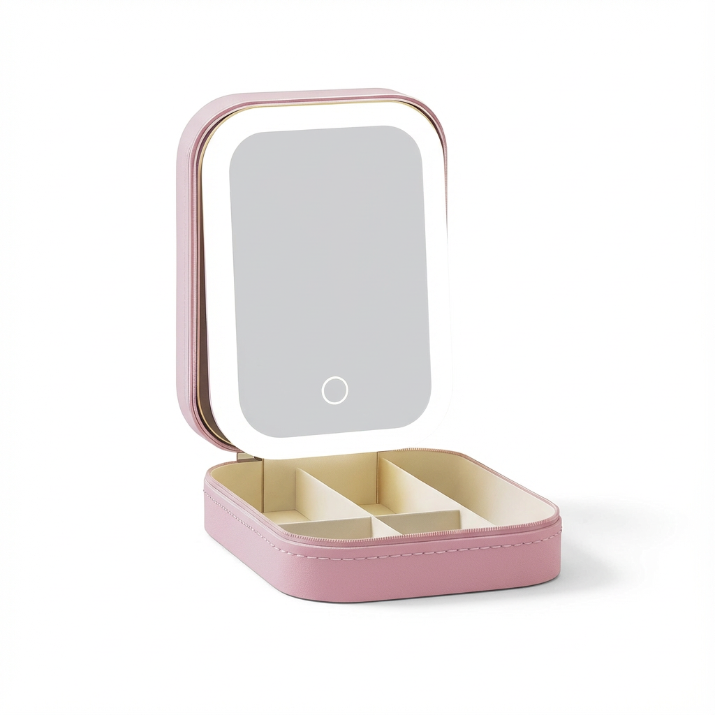 Pudełko Kosmetyczne Lumi | Organizer Z Lustrem LED 0,5kg 0