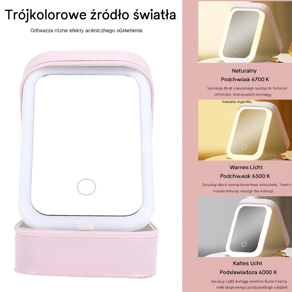 Pudełko Kosmetyczne Lumi | Organizer Z Lustrem LED 0,5kg 2