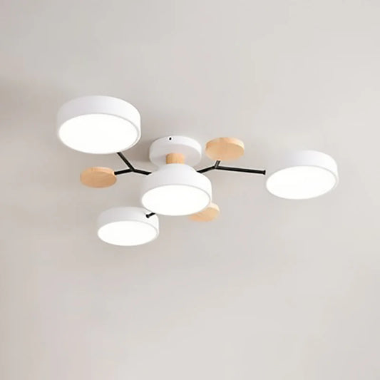 Skandynawska okrągła lampa sufitowa LED z designem gałązki