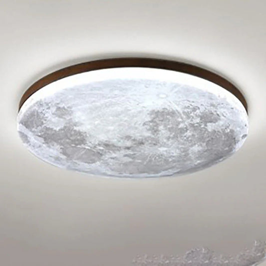 Minimalistyczna okrągła lampa sufitowa LED w motywie Księżyca