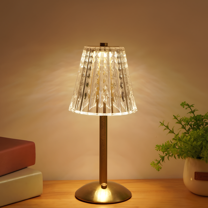 Złota Lampa Stołowa Bezprzewodowa z Kryształami | Regulowana Jasność, Elegancki Design do Salonu 3