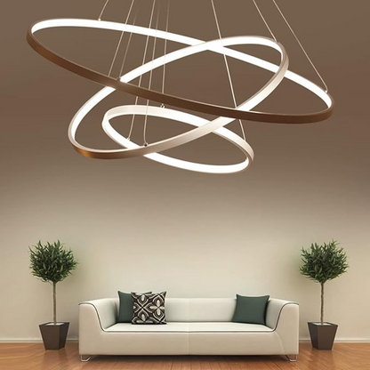 Żyrandol Halo do Salonu | Luksusowy, Konfigurowalny Design z Pierścieniami Akrylowymi 2