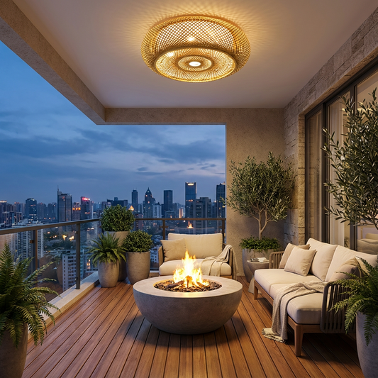 Ręcznie tkana lampa sufitowa z rattanu bambusowego | Naturalna elegancja 0.4kg