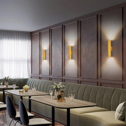 Jednoduché hliníkové válcové nástěnné svítidlo