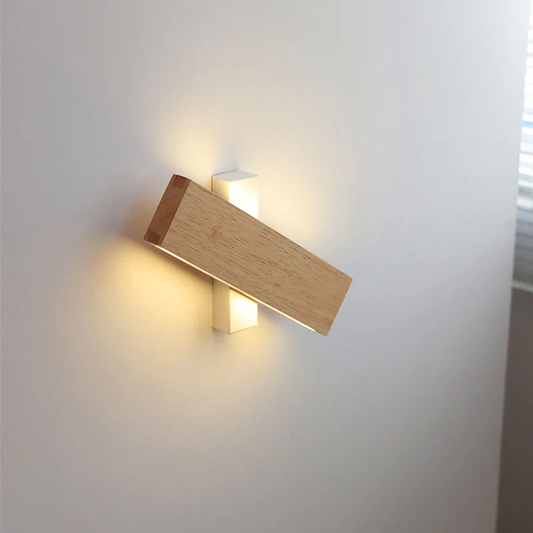 Japońska Minimalistyczna Prostokątna Lampa Ścienna z Drewna