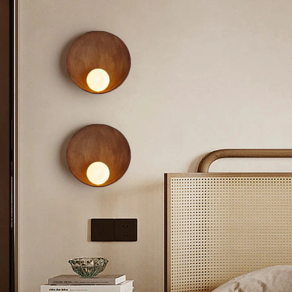 Nowoczesna minimalistyczna okrągła kinkietowa lampa ścienna z żywicy i żelaza