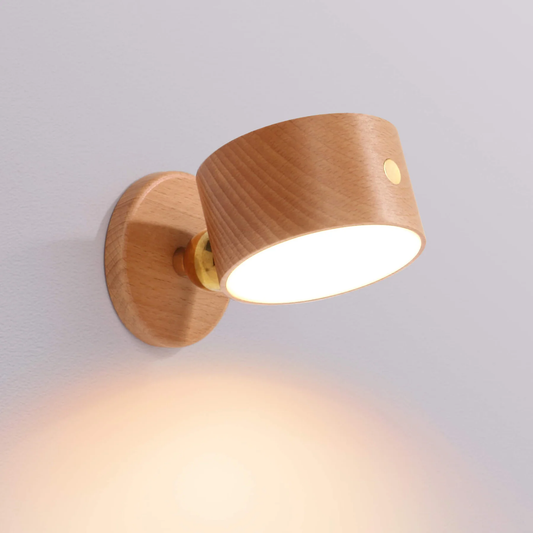Prosta drewniana lampa nocna LED z dotykowym włącznikiem
