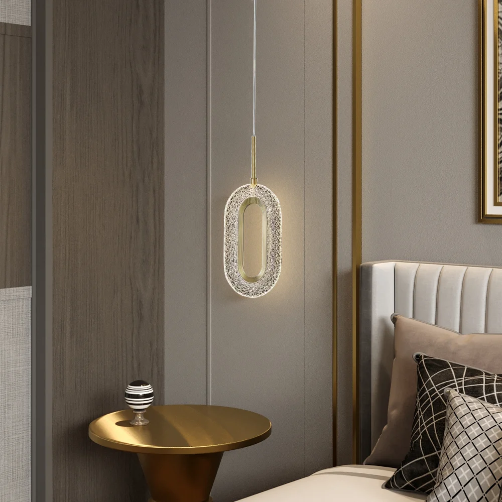 Lampa wisząca z owalnym złotym pierścieniem 1-świetlne oświetlenie LED z regulowanym kablem