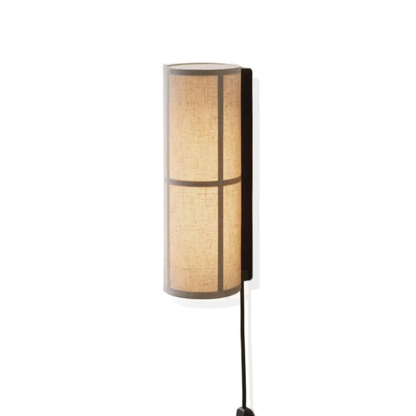 Materiałowo Drewniana Lampa Ścienna