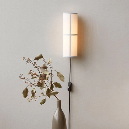 Materiałowo Drewniana Lampa Ścienna