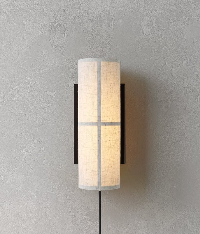 Materiałowo Drewniana Lampa Ścienna