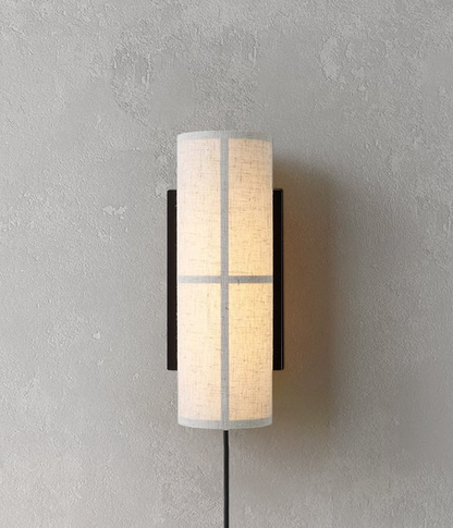 Materiałowo Drewniana Lampa Ścienna